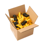 gemixt Bloxx box met gele en zwarte stapelblokjes